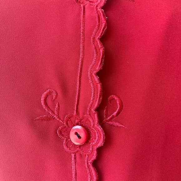 Joanna Red Button Down Short Sleeve Top Size Large - Picture 3 of 4